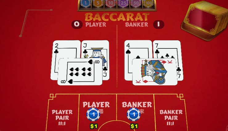 An image from BetWhale showing online baccarat cards dealt.